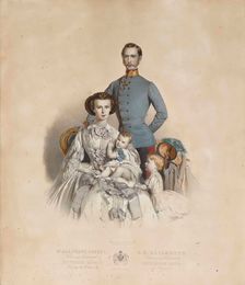 Francis Joseph I and Elisabeth of Austria with children, Gisela and Rudolf