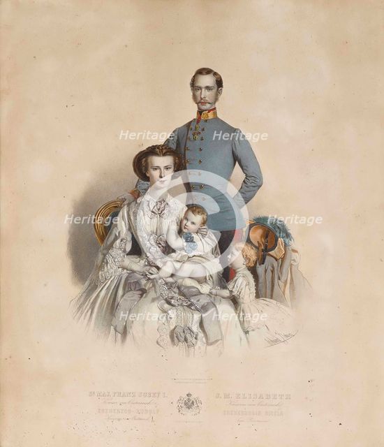 Francis Joseph I and Elisabeth of Austria with children, Gisela and Rudolf.