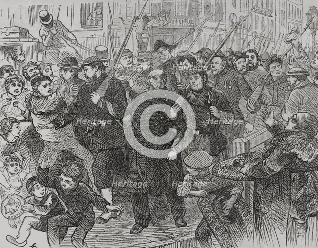 Franco-German War (1870-1871): Arrest of Napoleon III spies in Paris, 1871.  Creator: Unknown.