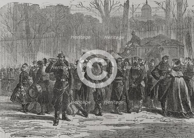 Franco-German War (1870-1871): Departure of the 10th regiment of the National Guard...France, 1871. Creator: Auguste Trichon.