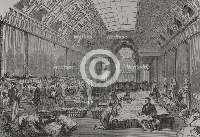 Franco-Prussian War (1870-1871): Central post office, installed in the Gallery of Battles of... 1871 Creators: Fernando Miranda, Manuel Ricord.