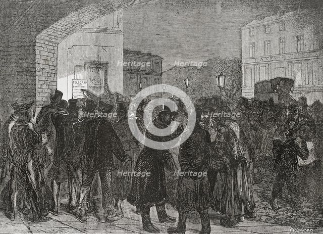 Franco-Prussian War (1870-1871): Aspect of the city of Marseille on receiving telegrams..., 1870.  Creator: Ovejero.