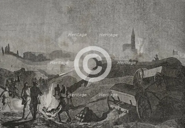 Franco-Prussian War (1870-1871): Bombardment of Strasbourg by the Prussians, 1870.  Creator: Unknown.