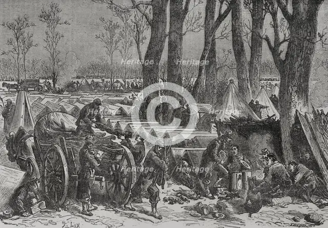 Franco-Prussian War (1870-1871): Bivouac of General Ducrot's troops in the woods of Vincennes, 1871. Creator: Auguste Trichon.