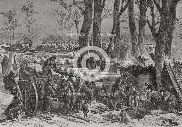 Franco-Prussian War (1870-1871): Bivouac of General Ducrot's troops in the woods of Vincennes, 1871. Creator: Auguste Trichon.