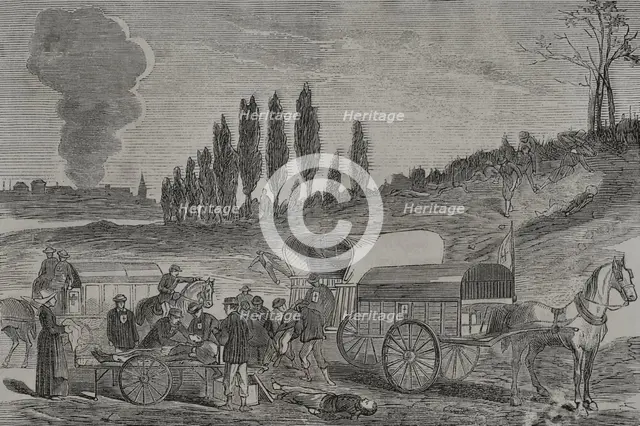 Franco-Prussian War (1870-1871): Burial of the dead by ambulances, 1871. Creator: Unknown.