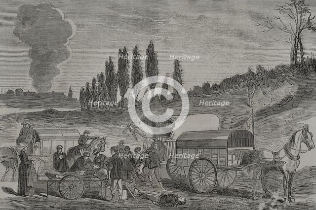Franco-Prussian War (1870-1871): Burial of the dead by ambulances, 1871. Creator: Unknown.