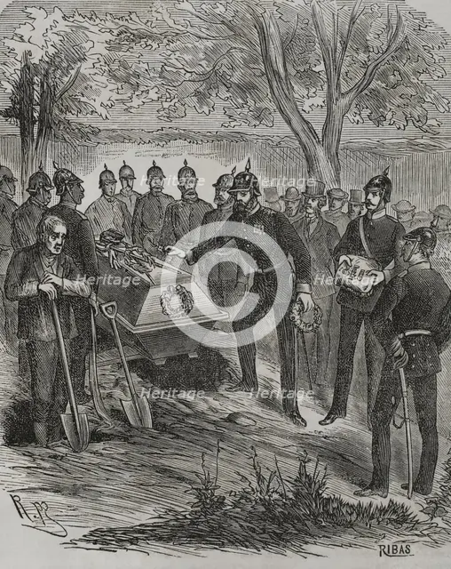 Franco-Prussian War (1870-1871): Burial of the French General Abel Douay...on 7 August 1870.  Creator: Ribas.