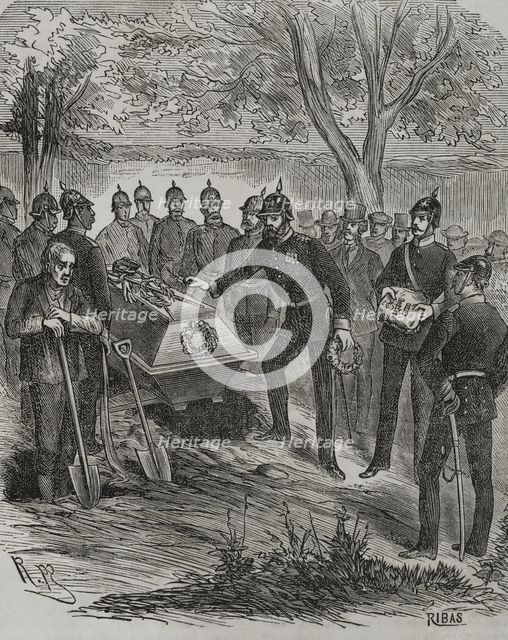 Franco-Prussian War (1870-1871): Burial of the French General Abel Douay...on 7 August 1870.  Creator: Ribas.