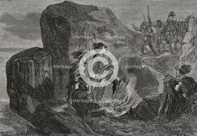 Franco-Prussian War (1870-1871): Garibaldian bivouac at the Vosges, 1870. Creator: Ribas.