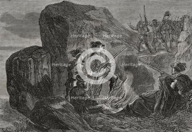 Franco-Prussian War (1870-1871): Garibaldian bivouac at the Vosges, 1870. Creator: Ribas.