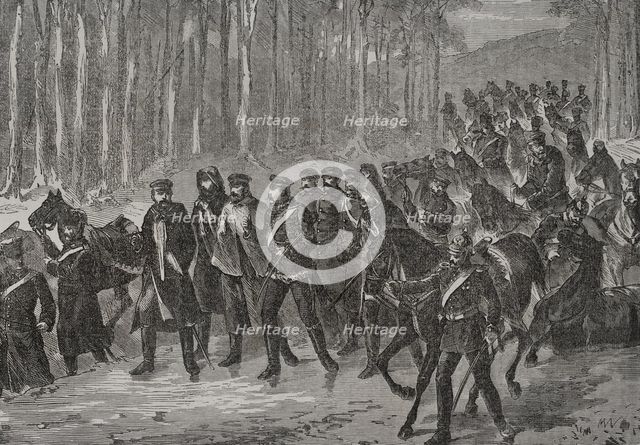 Franco-Prussian War (1870-1871): German cavalry marching towards Paris, 1871.  Creator: Unknown.