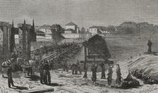 Franco-Prussian War (1870-1871): Destruction of the Rhine Bridge on...French border, Paris,1870. Creator: Barbant