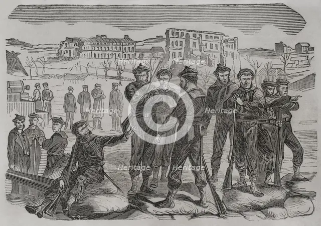 Franco-Prussian War (1870-1871): Sailors refusing to leave the fort of Montrouge, Paris, 1871.  Creator: Unknown.