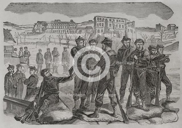 Franco-Prussian War (1870-1871): Sailors refusing to leave the fort of Montrouge, Paris, 1871.  Creator: Unknown.