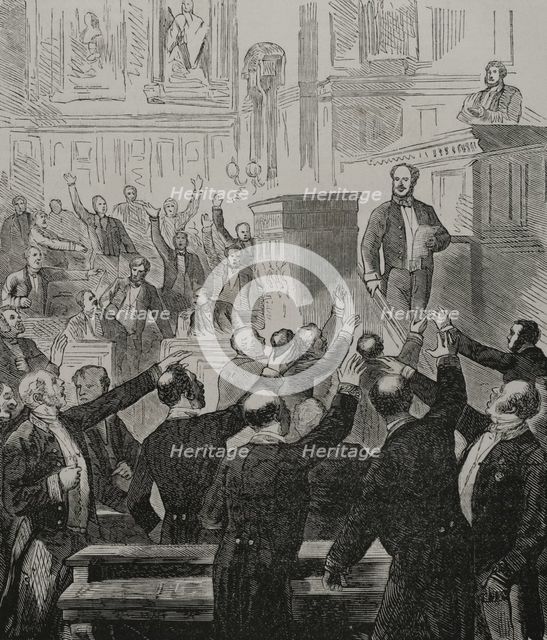 Franco-Prussian War (1870-1871): Session of the French Senate of 15 July 1870. War declaration.  Creator: Unknown.