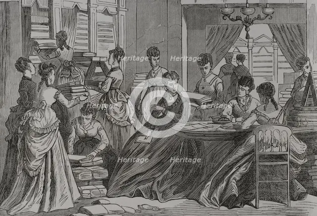 Franco-Prussian War (1870-1871): Stuttgart ladies' committee collecting goods for the war..., 1871.  Creator: Unknown.