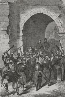 Franco-Prussian War (1870-1871): Strasbourg garrison throwing their arms after the capitulation,1870 Creator: K & MXA