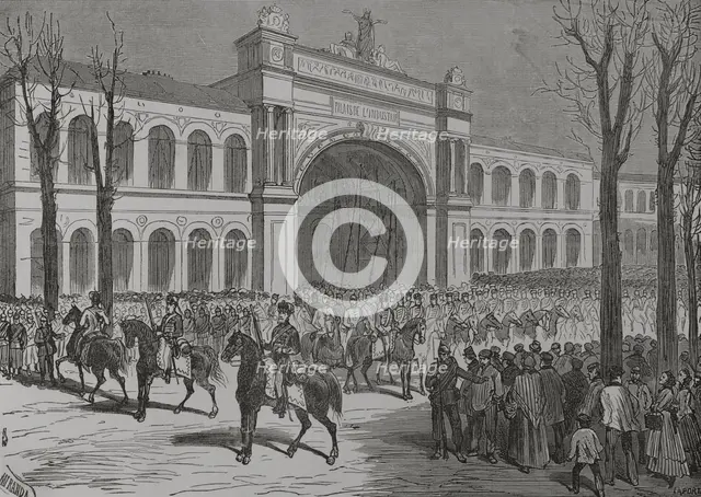 Franco-Prussian War (1870-1871): Parade of German troops on the Champs Elysées, 1871.  Creators: Fernando Miranda, Enrique Laporta Valor.