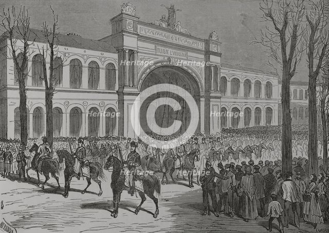 Franco-Prussian War (1870-1871): Parade of German troops on the Champs Elysées, 1871.  Creators: Fernando Miranda, Enrique Laporta Valor.