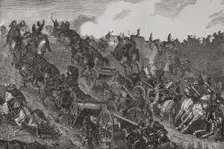 Franco-Prussian War (1870-1871): Prussian artillery engaging in combat, August 1870 (1870). Creator: Unknown