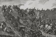 Franco-Prussian War (1870-1871): Prussian artillery engaging in combat, August 1870 (1870). Creator: Unknown