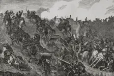 Franco-Prussian War, (1870-1871): Prussian artillery engaging in combat, August 1870. Creator: Unknown