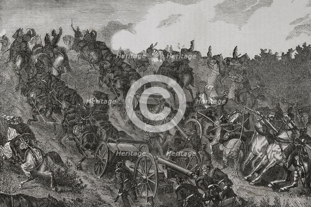 Franco-Prussian War, (1870-1871): Prussian artillery engaging in combat, August 1870. Creator: Unknown.