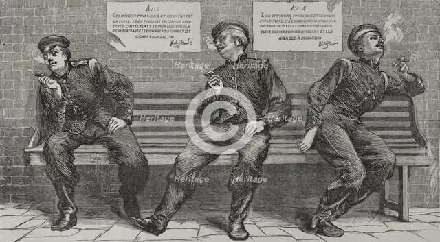 Franco-Prussian War (1870-1871): Prussian army - Bavarian officers smoking during a break, 1870. Creator: Unknown.