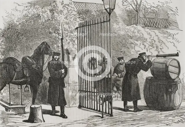 Franco-Prussian War (1870-1871): Prussian outpost in the French town of Saint-Cloud, 1870.  Creator: Tomás Carlos Capuz.