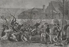 Franco-Prussian War (1870-1871): The besieged cutting down trees round Paris for firewood, 1871. Creator: Auguste Trichon