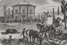 Franco-Prussian War (1870-1871): The Germans at Courcelles, according to a sketch by O. Fikentscher. Creator: Unknown