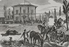Franco-Prussian War (1870-1871): The Germans at Courcelles, according to a sketch by O. Fikentscher. Creator: Unknown