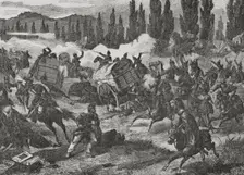 Franco-Prussian War (1870-1871): The Prussians seize a French convoy, 1870. Creator: Unknown