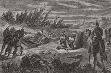 Franco-Prussian War (1870-71): Night execution of two men, caught...marauding a Prussian camp, 1870. Creator: Ribas