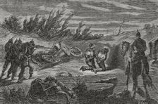 Franco-Prussian War (1870-71): Night execution of two men, caught...marauding a Prussian camp, 1870. Creator: Ribas