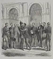 Franco-Prussian War (1870-71); King William I arriving from Ems, Berlin railway station, 1870. Creator: C. S.