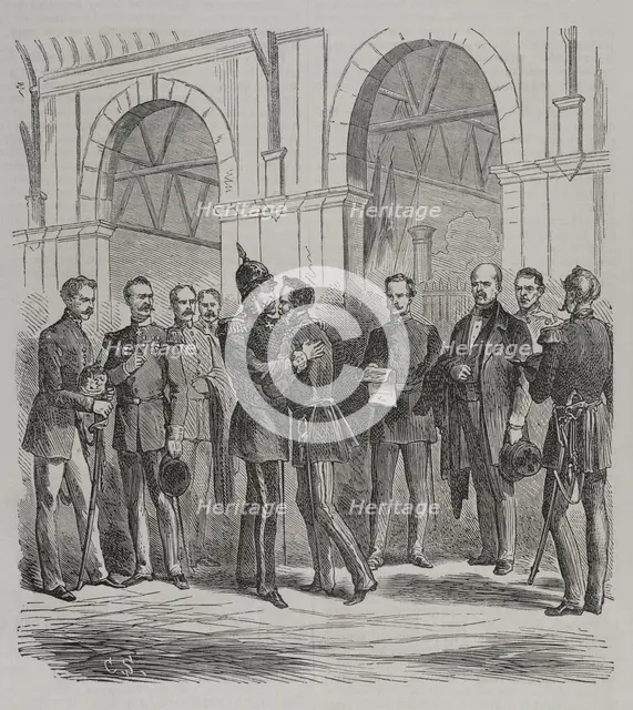 Franco-Prussian War (1870-71); King William I arriving from Ems, Berlin railway station, 1870.  Creator: C. S..