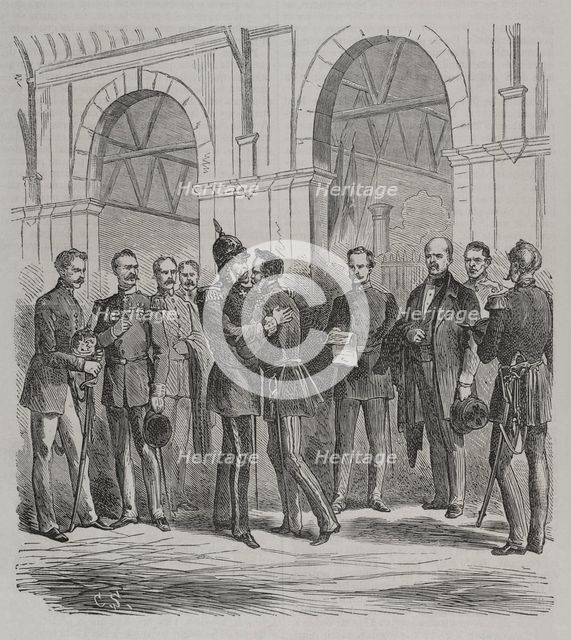 Franco-Prussian War (1870-71); King William I arriving from Ems, Berlin railway station, 1870.  Creator: C. S..