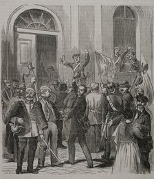 Franco-Prussian War (1870-71); pro-war demonstration in Berlin..., 1870. Creator: Unknown