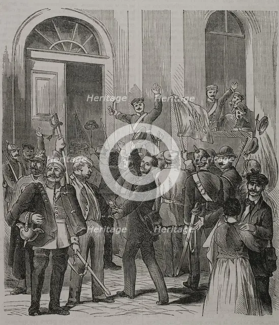 Franco-Prussian War (1870-71); pro-war demonstration in Berlin..., 1870.  Creator: Unknown.