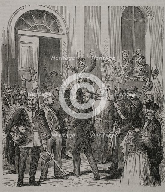 Franco-Prussian War (1870-71); pro-war demonstration in Berlin..., 1870.  Creator: Unknown.