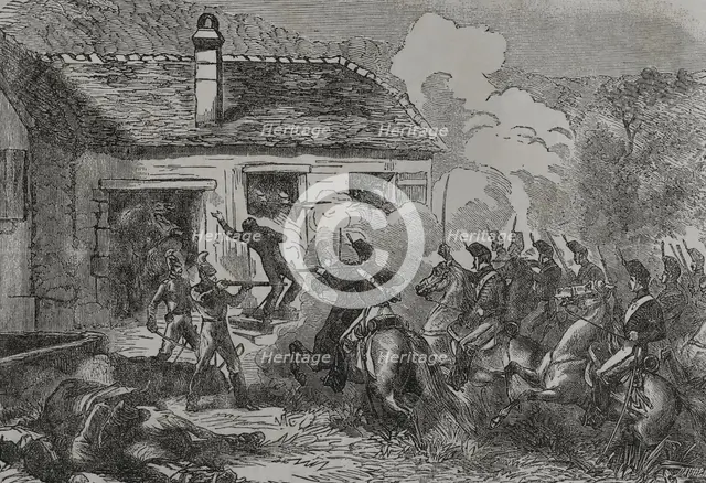 Franco-Prussian War (1870-71): Skirmish between French hussars and...Baden army...,1870.  Creator: Unknown.