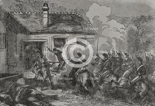 Franco-Prussian War (1870-71): Skirmish between French hussars and...Baden army...,1870.  Creator: Unknown.