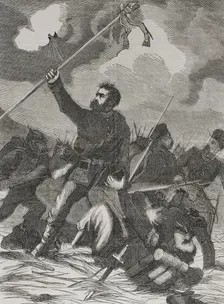 Franco-Prussian War (1870-71): Taking of a French Imperial eagle standard by the 3rd Posen..., 1870. Creator: Unknown