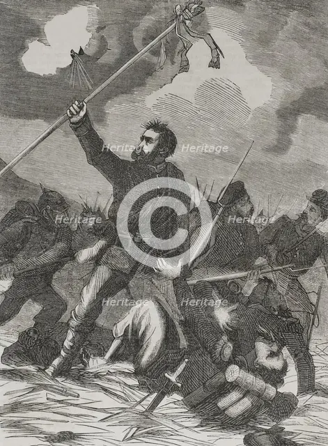 Franco-Prussian War (1870-71): Taking of a French Imperial eagle standard by the 3rd Posen..., 1870. Creator: Unknown.