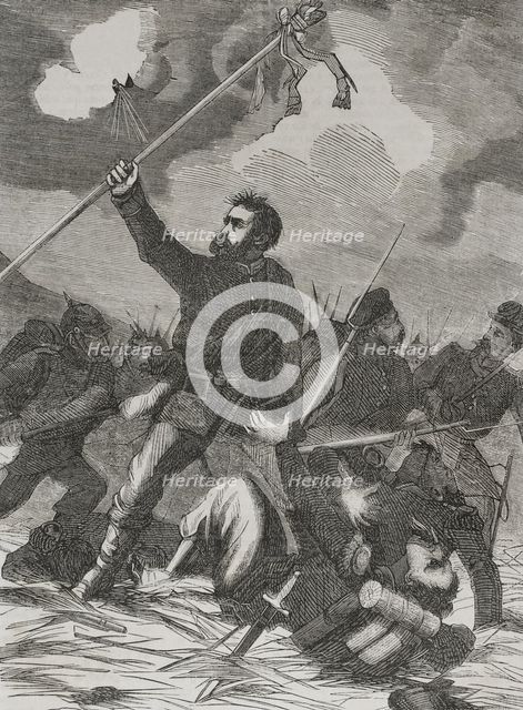 Franco-Prussian War (1870-71): Taking of a French Imperial eagle standard by the 3rd Posen..., 1870. Creator: Unknown.