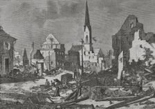 Franco-Prussian War (1870-71): The main street in Kehl after bombardment by French artillery, 1870. Creator: Tomás Carlos Capuz