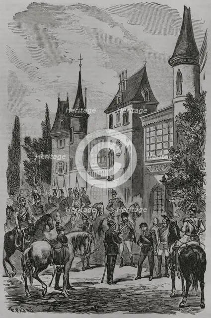 Franco-Prussian War: Napoleon III surrendering to King Wilhelm I of Prussia...1870, (1870). Creator: Celestino Sadurni.