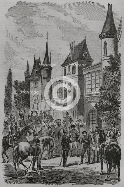 Franco-Prussian War: Napoleon III surrendering to King Wilhelm I of Prussia...1870, (1870). Creator: Celestino Sadurni.